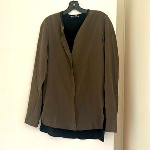 Vince two tone blouse, black and green